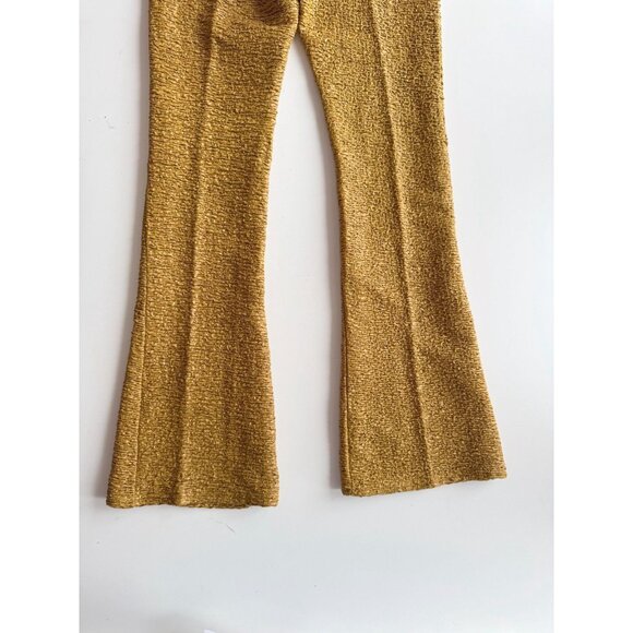 Vintage 90's TRIPP NYC Gold Ruched Slim Fit Flared Pants Trousers, Size M - Picture 8 of 15